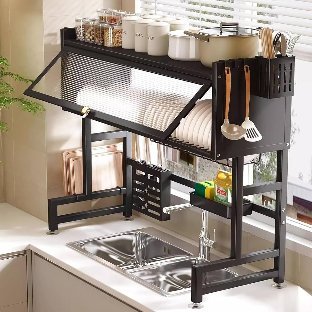 Multi-Function Kitchen Dish Rack with Covered Shelves 1 box