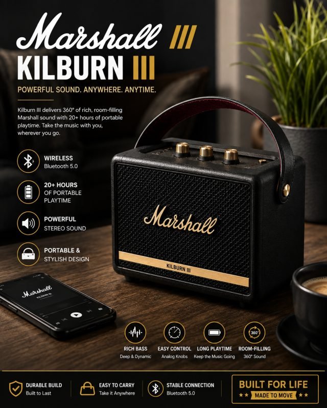 Marshall Kilburn III Portable Bluetooth Speaker