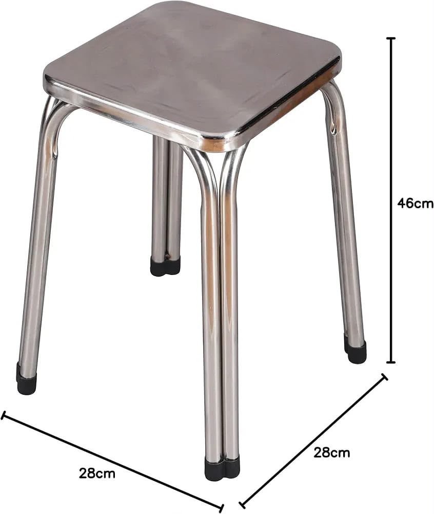 Stainless Steel Square Stool 46cm