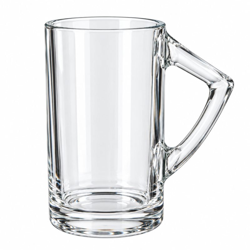 Clear Glass Mug with Geometric Handle