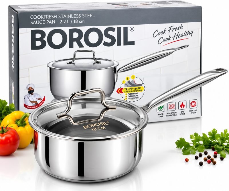 Borosil Cookfresh Sauce Pan – 2.2 L / 18 cm