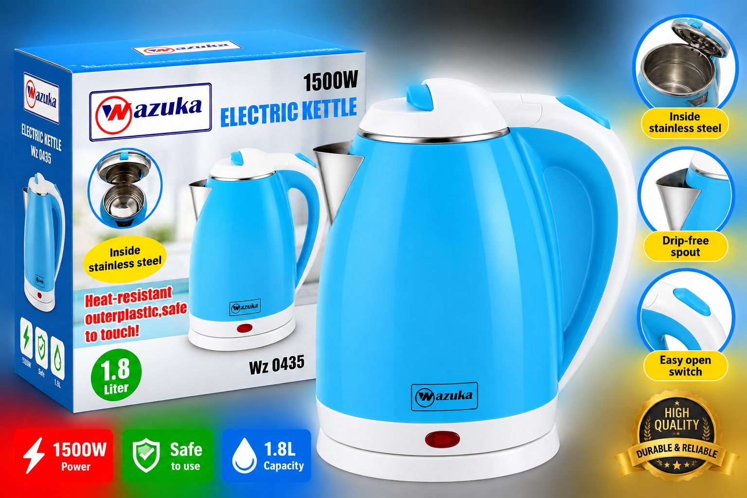 Wazuka Electric Kettle  1.8L 1500W