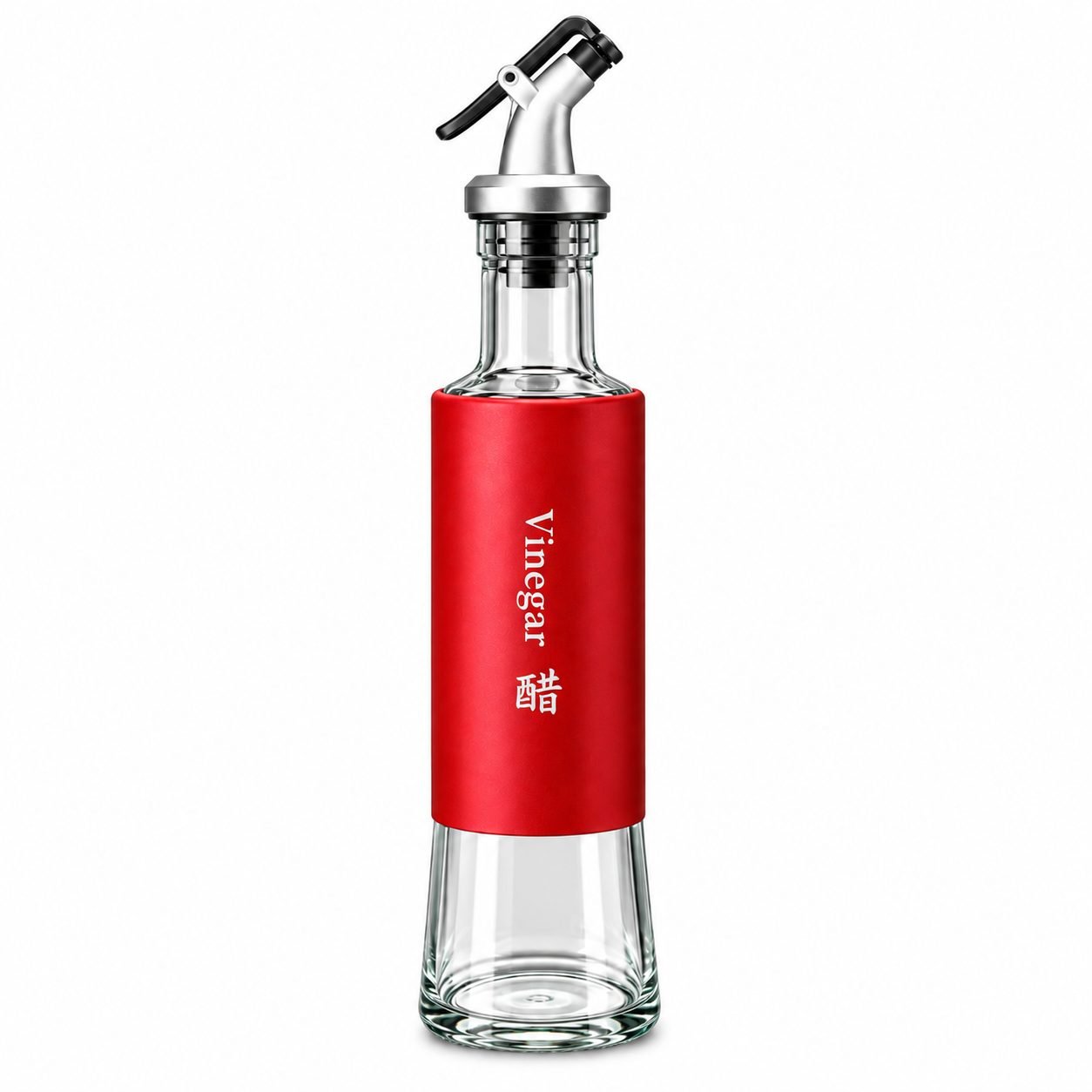 Red Glass Vinegar Dispenser