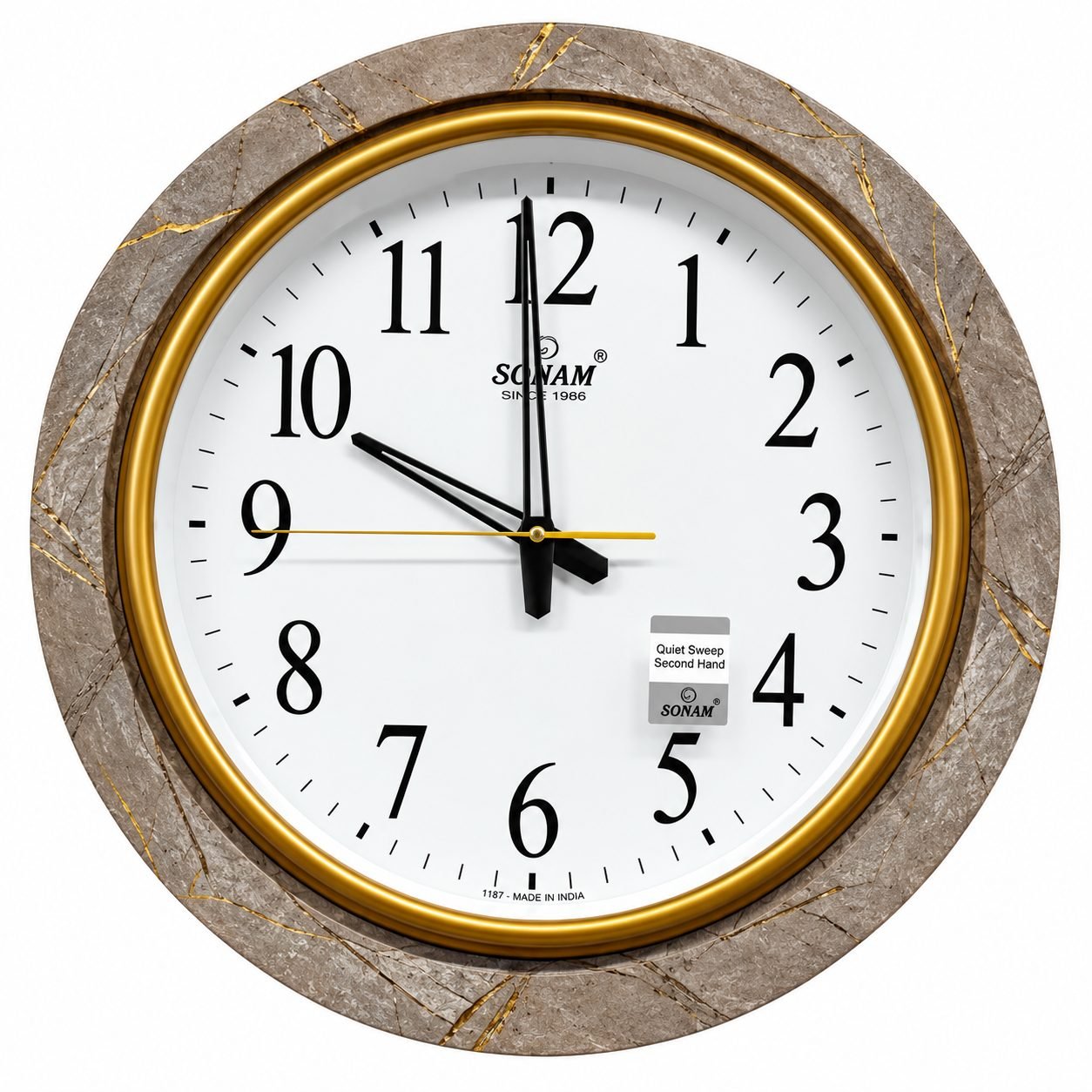 SONAM Gold-Rimmed Marble Wall Clock