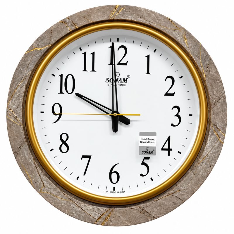 SONAM Gold-Rimmed Marble Wall Clock