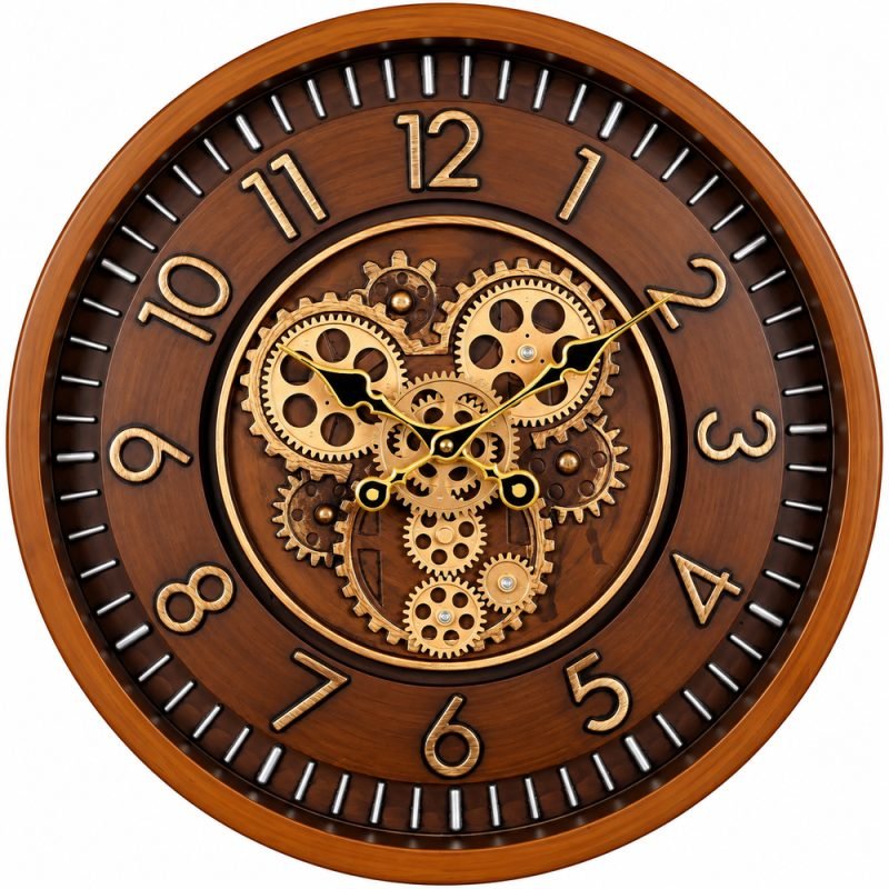 Sonam Large Gear Wall Clock – Teak Wood Finish